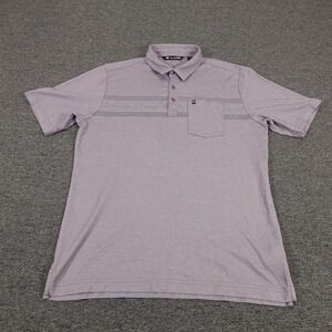 Travis Mathew Polo Shirt Mens Medium Purple Striped Pima Cotton Golf Casual Top